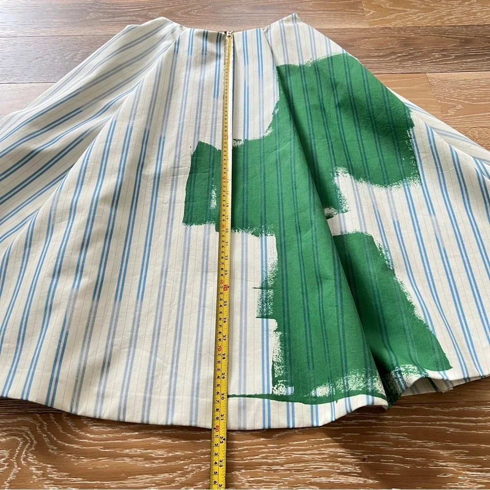 ZARA WOMAN MID-RISE MIDI STRIPED PRINT FULL SKIRT sz. XS